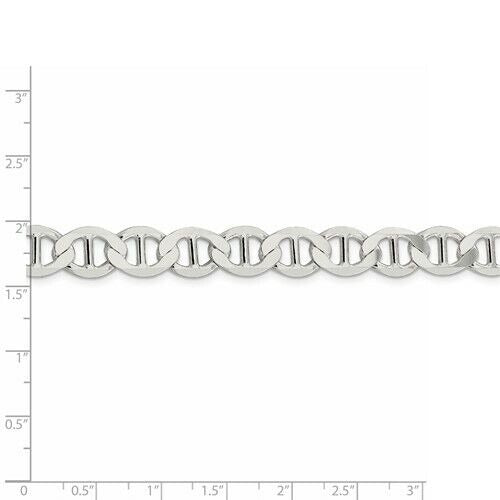 Sterling Silver 9.95mm Flat Anchor Chain Necklace 24 Inch Length