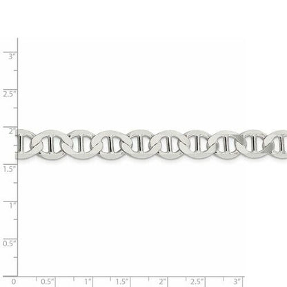 Sterling Silver 9.95mm Flat Anchor Chain Necklace 24 Inch Length