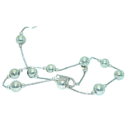 Sterling Silver Beaded Necklace 16 Inches Round Beads 925 Vintage Jewelry