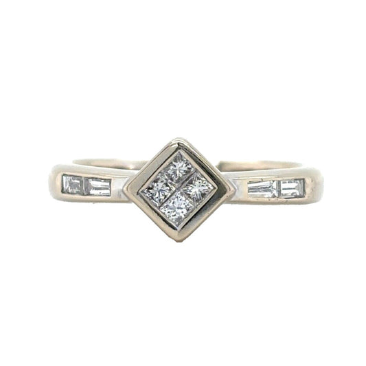 1/4 ctw Diamond Illusion & Accent Ring 14k White Gold 3.4 g Size 6