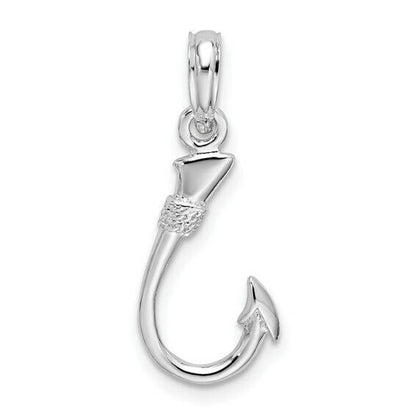 Sterling Silver Polished 3D Fish Hook Pendant Charm