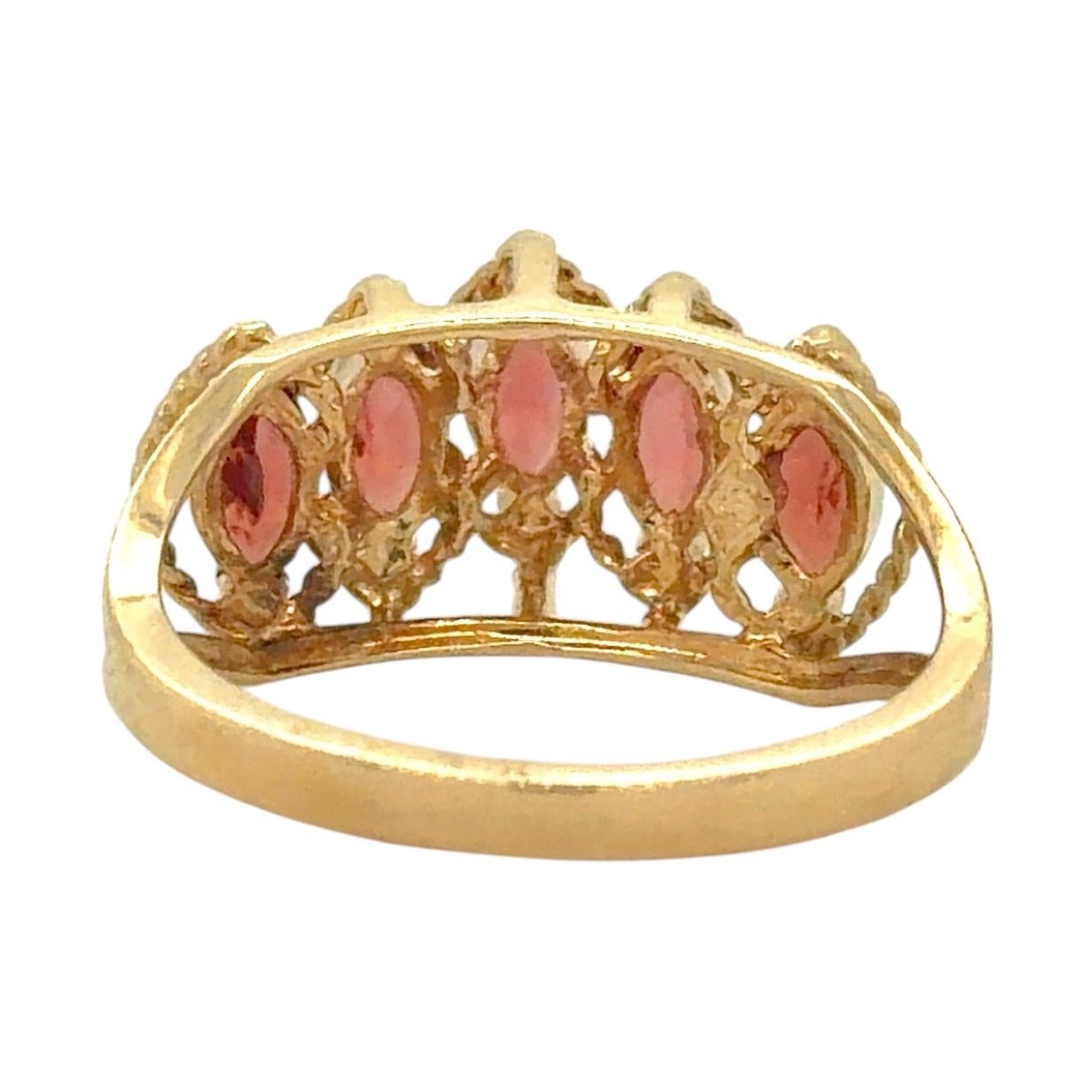 Five-Stone Marquise Garnet 14k Yellow Gold Ring 3.0g Size 6.5