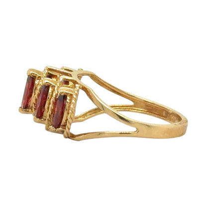 Five-Stone Marquise Garnet 14k Yellow Gold Ring 3.0g Size 6.5