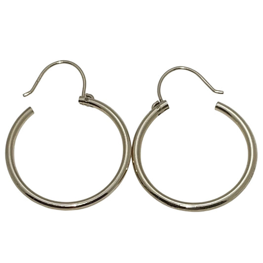 14K Yellow Gold Hollow Hoop Earrings 1.1g Lightweight Womens Jewelry