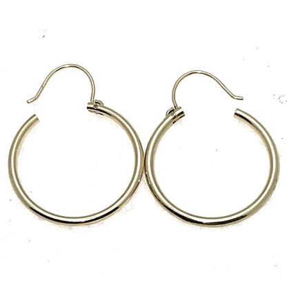 14K Yellow Gold Hollow Hoop Earrings 1.1g Lightweight Womens Jewelry