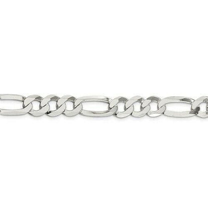 Sterling Silver 9.5mm Lightweight Flat Figaro 22 inch Chain