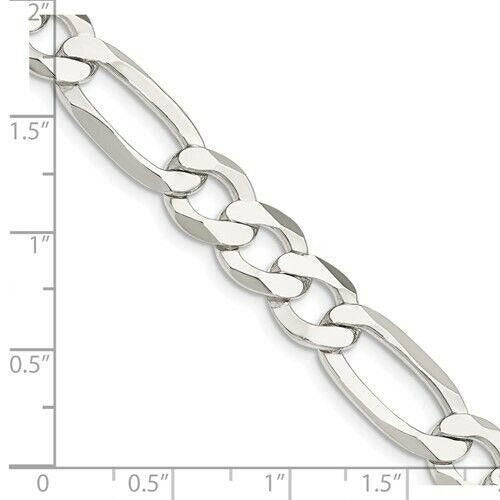 Sterling Silver 9.5mm Lightweight Flat Figaro 22 inch Chain