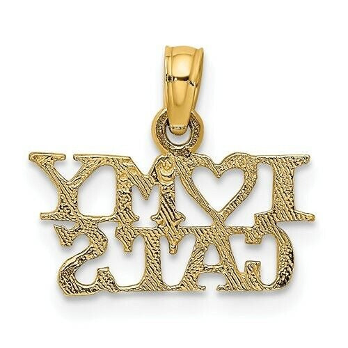 10k Yellow Gold "I Love My Cats" Charm Pendant
