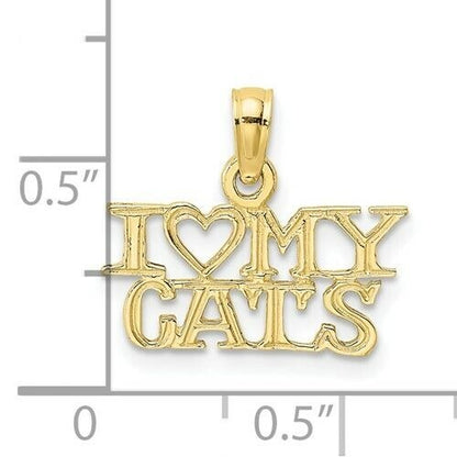 10k Yellow Gold "I Love My Cats" Charm Pendant