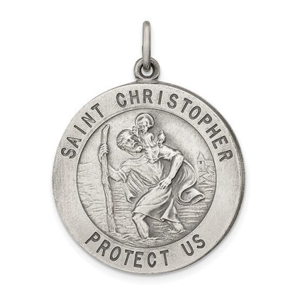 Saint Christopher Protect Sterling Silver 925 Medal Pendant