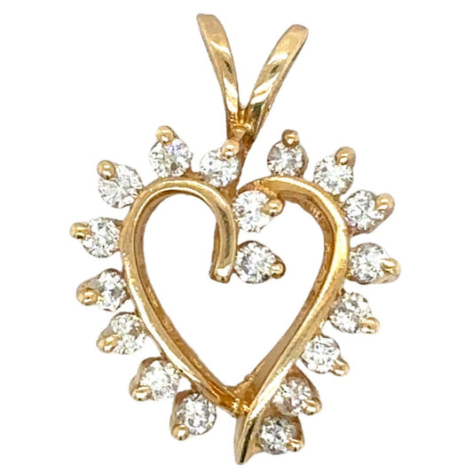 1/3ct Diamond Heart 14k Yellow Gold Pendant 2.5g