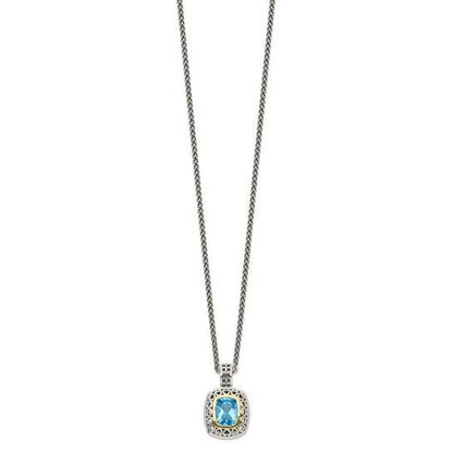 Shey Couture Sterling Silver & 14K Accent 18 Inch Antiqued Swiss Blue Topaz Necklace