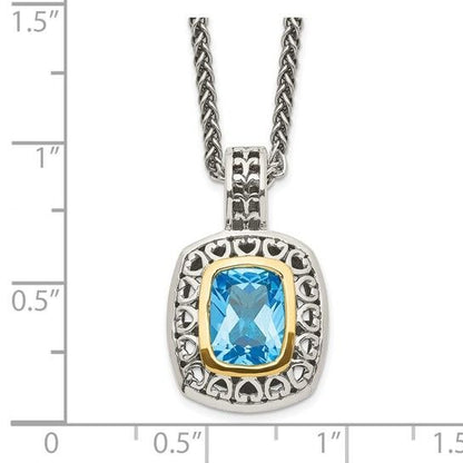 Shey Couture Sterling Silver & 14K Accent 18 Inch Antiqued Swiss Blue Topaz Necklace