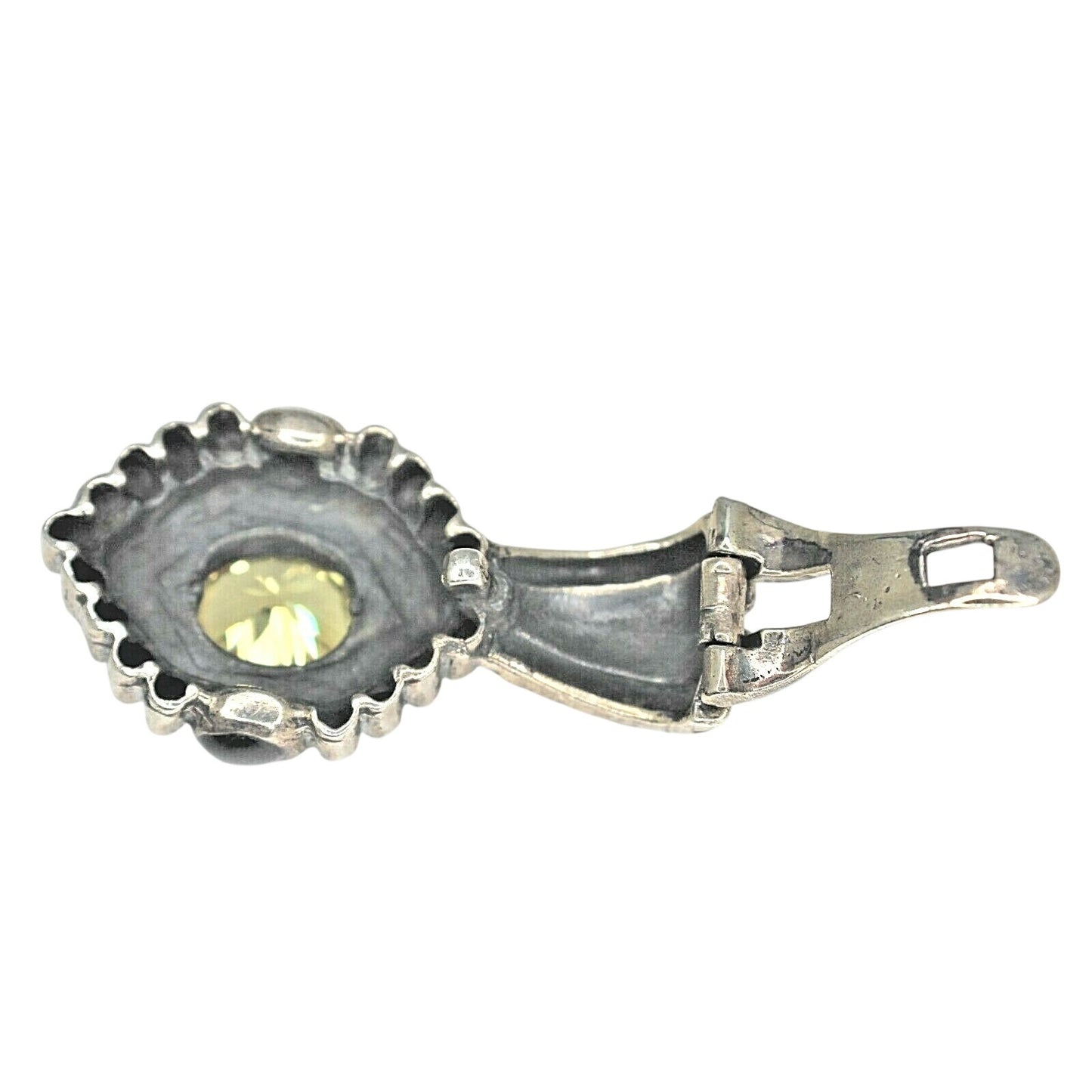 Yellow Cubic Zirconia Antiqued Pendant Charm Enhancer With Clasp Solid .925 Sterling Silver 11.3g Elegant Jewelry Piece