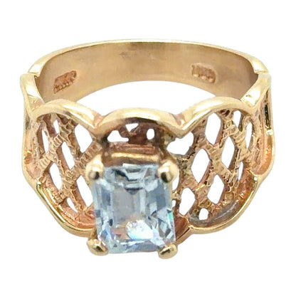 Cubic Zirconia Emerald-Cut Solitaire 14K Yellow Gold Ring 5.7g Size 7.25