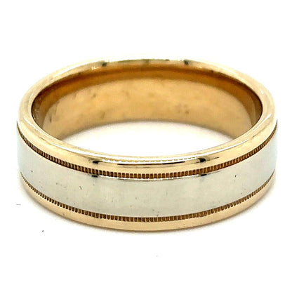 14K 5.8mm Wedding Band Ring Multi-Tone Gold 6.0g Size 6