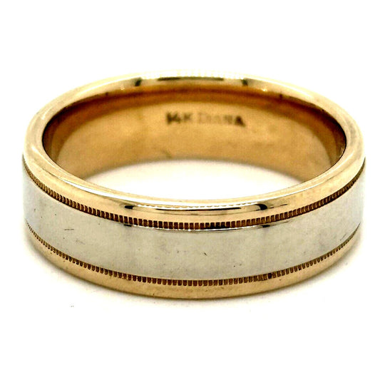 14K 5.8mm Wedding Band Ring Multi-Tone Gold 6.0g Size 6