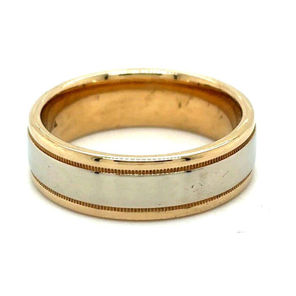 14K 5.8mm Wedding Band Ring Multi-Tone Gold 6.0g Size 6