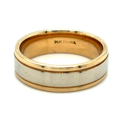 14K 5.8mm Wedding Band Ring Multi-Tone Gold 6.0g Size 6