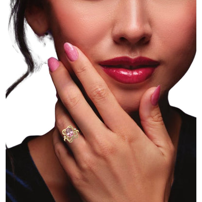 3.14ct Pink Tourmaline with Diamond Accent 14k Yellow Gold Ring 3.6g Size 5.5