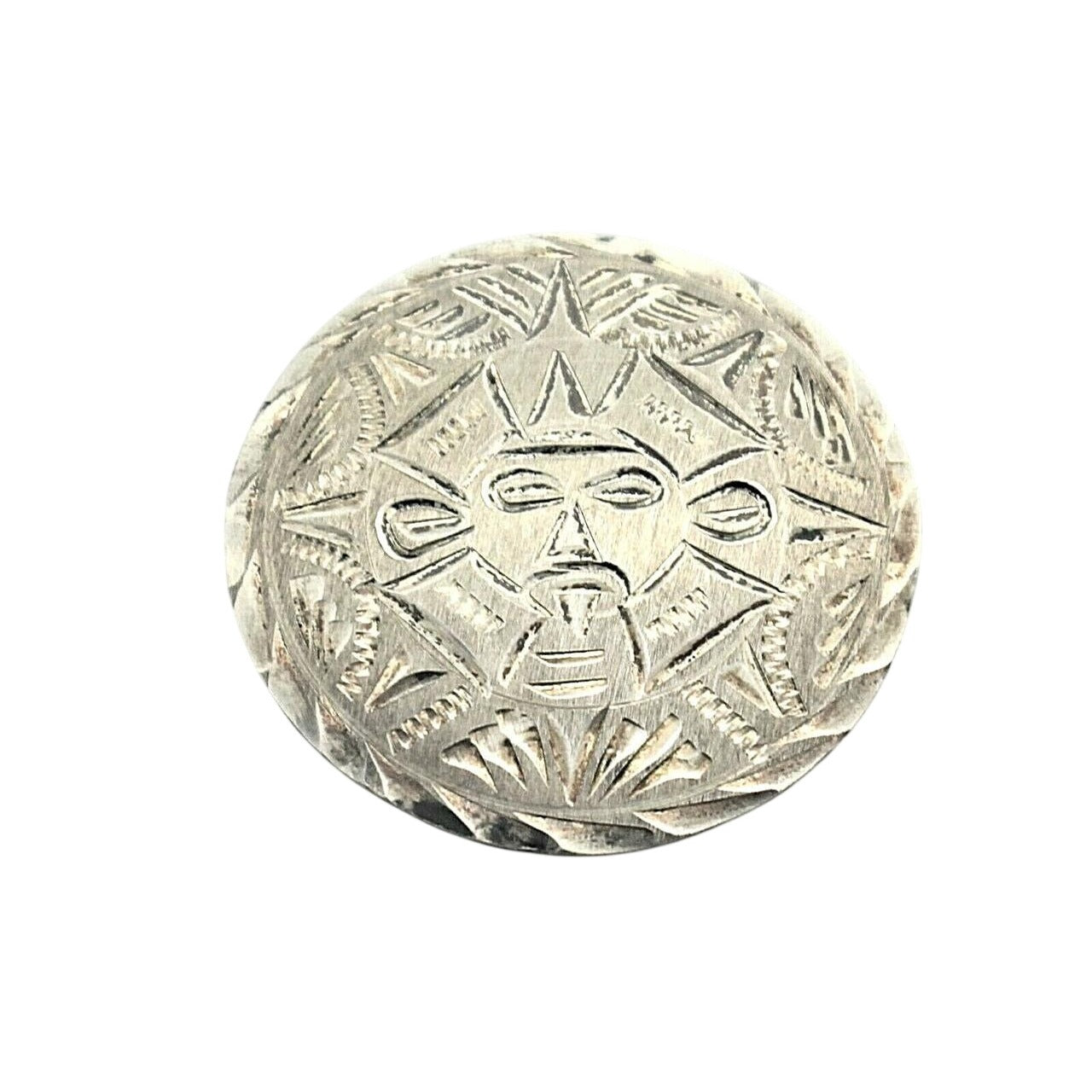 Vintage Aztec Design Pin Pendant .925 Sterling Silver 5.9g