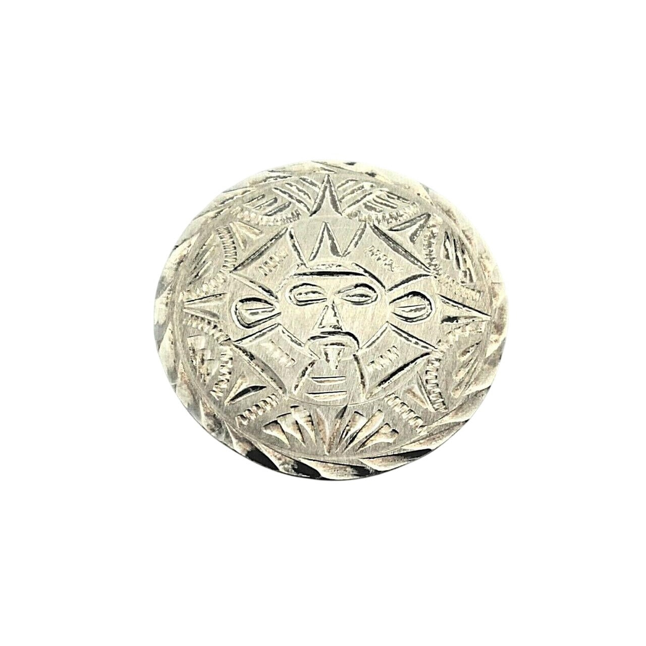 Vintage Aztec Design Pin Pendant .925 Sterling Silver 5.9g