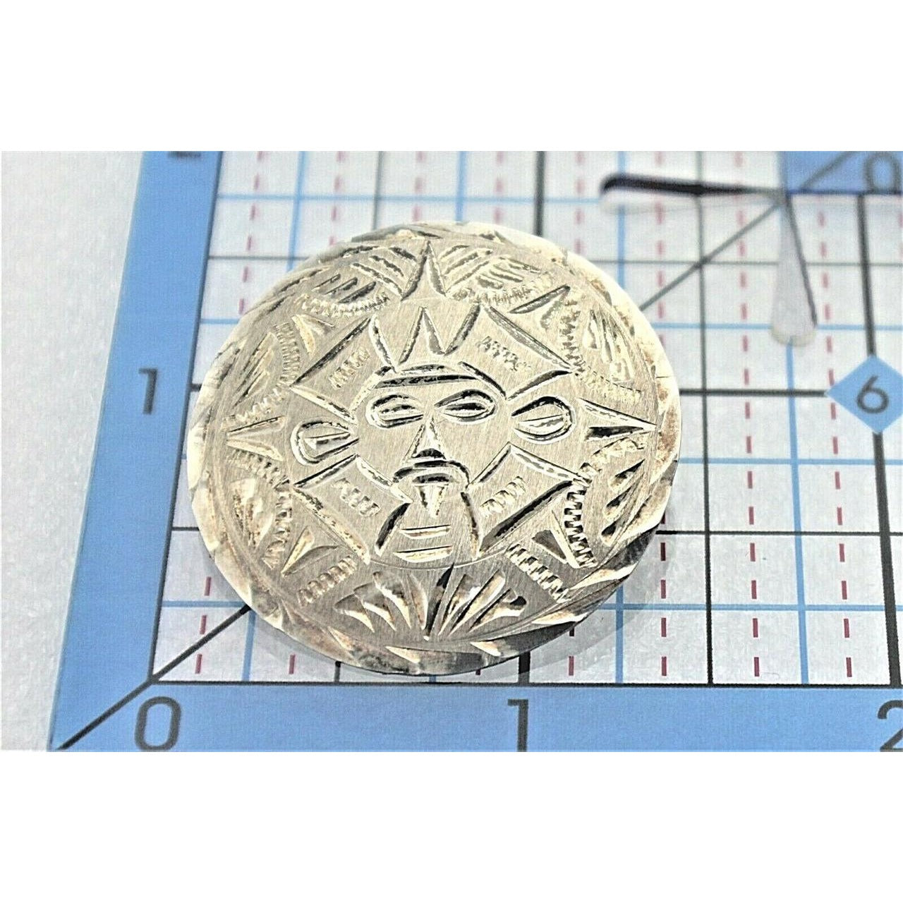 Vintage Aztec Design Pin Pendant .925 Sterling Silver 5.9g