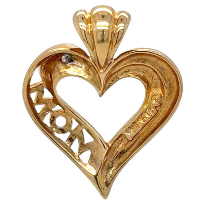Diamond Accent 10k Yellow Gold Heart "MOM" Pendant 1.9g