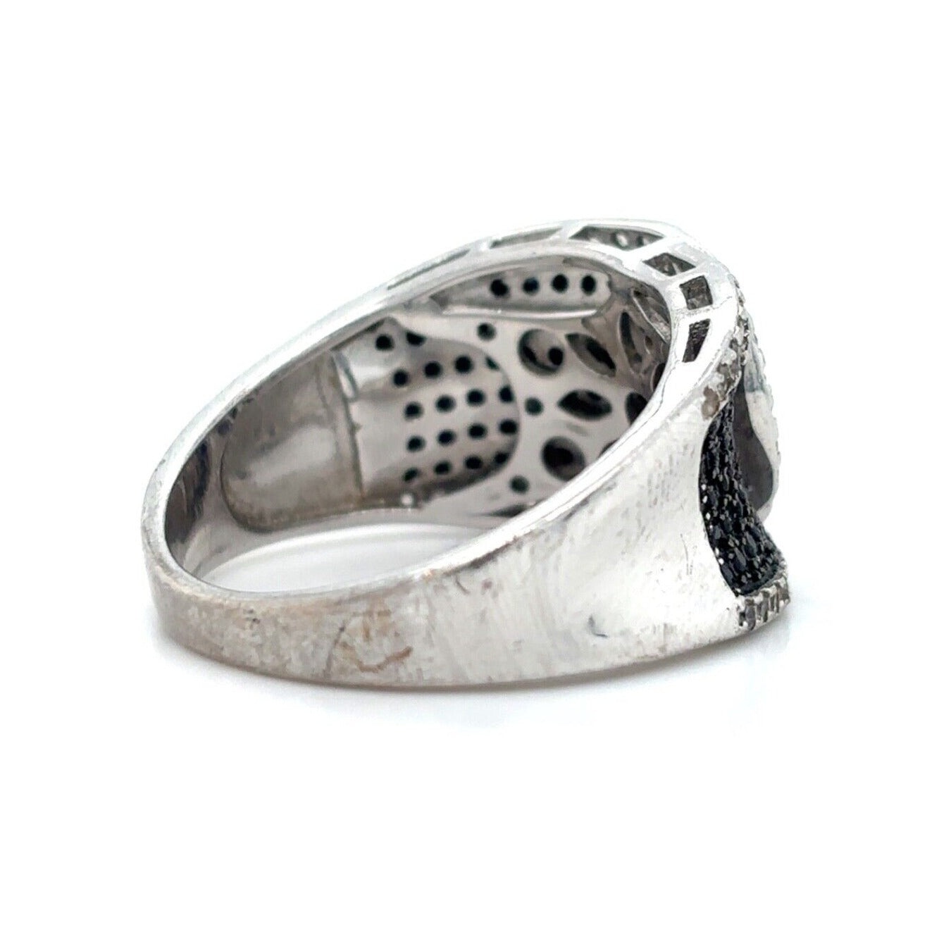 .925 Sterling Silver Black and White Quartz Size 9.75 Ring 6.3g