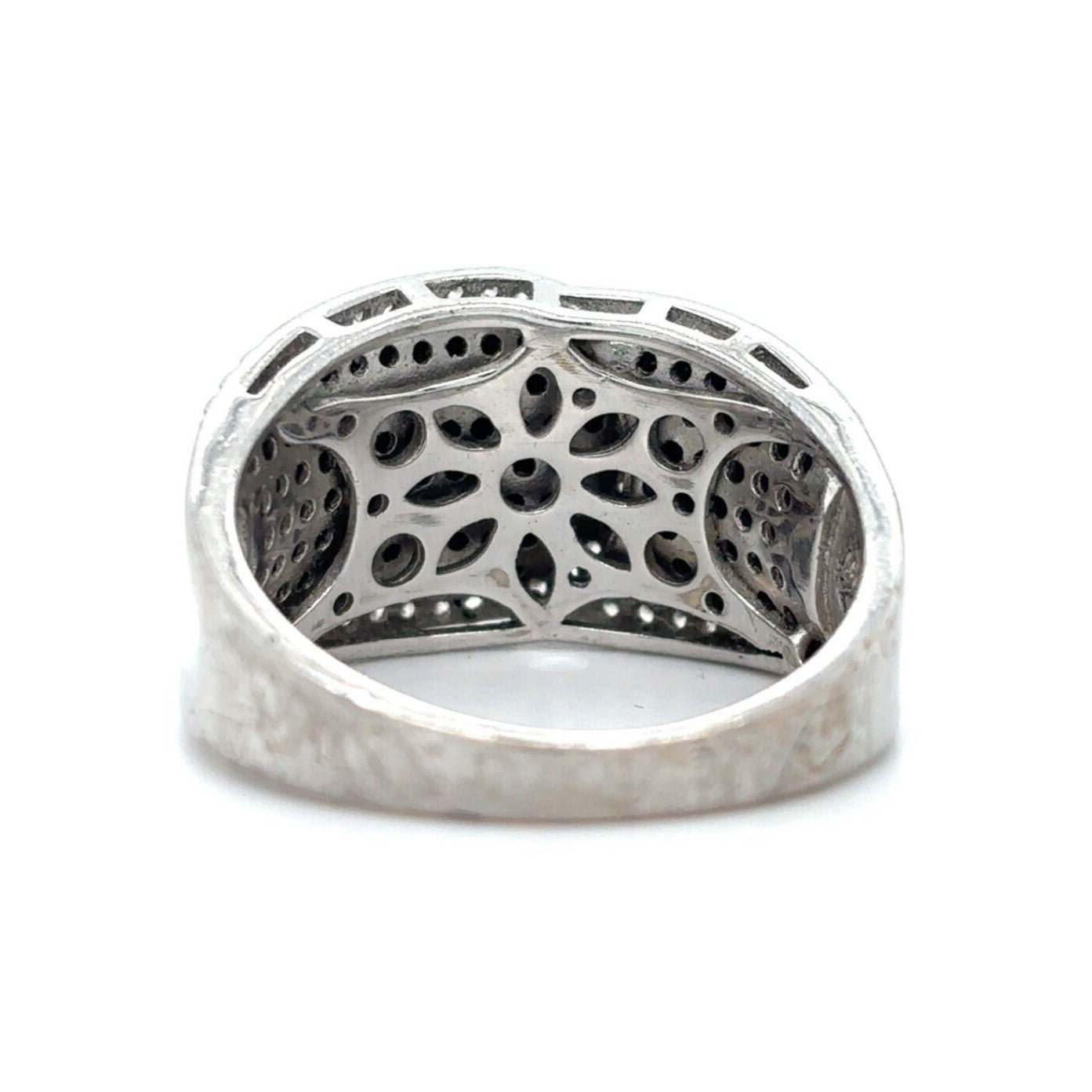 .925 Sterling Silver Black and White Quartz Size 9.75 Ring 6.3g