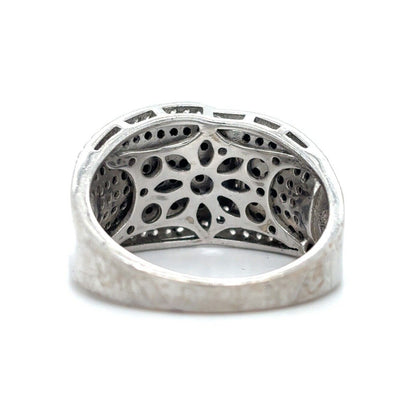 .925 Sterling Silver Black and White Quartz Size 9.75 Ring 6.3g