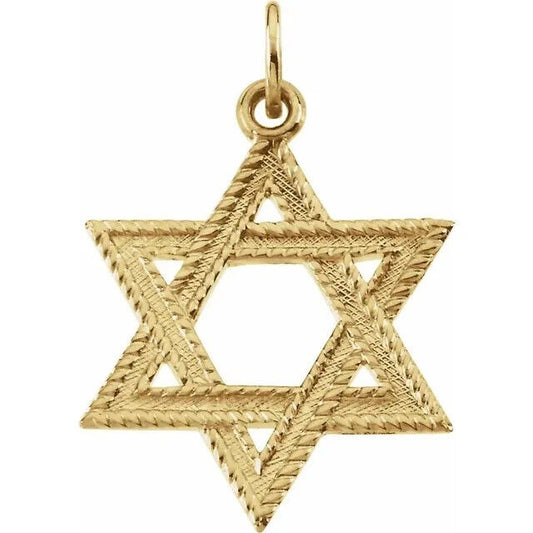 14K Yellow Gold 23x18 mm Star of David Pendant Charm