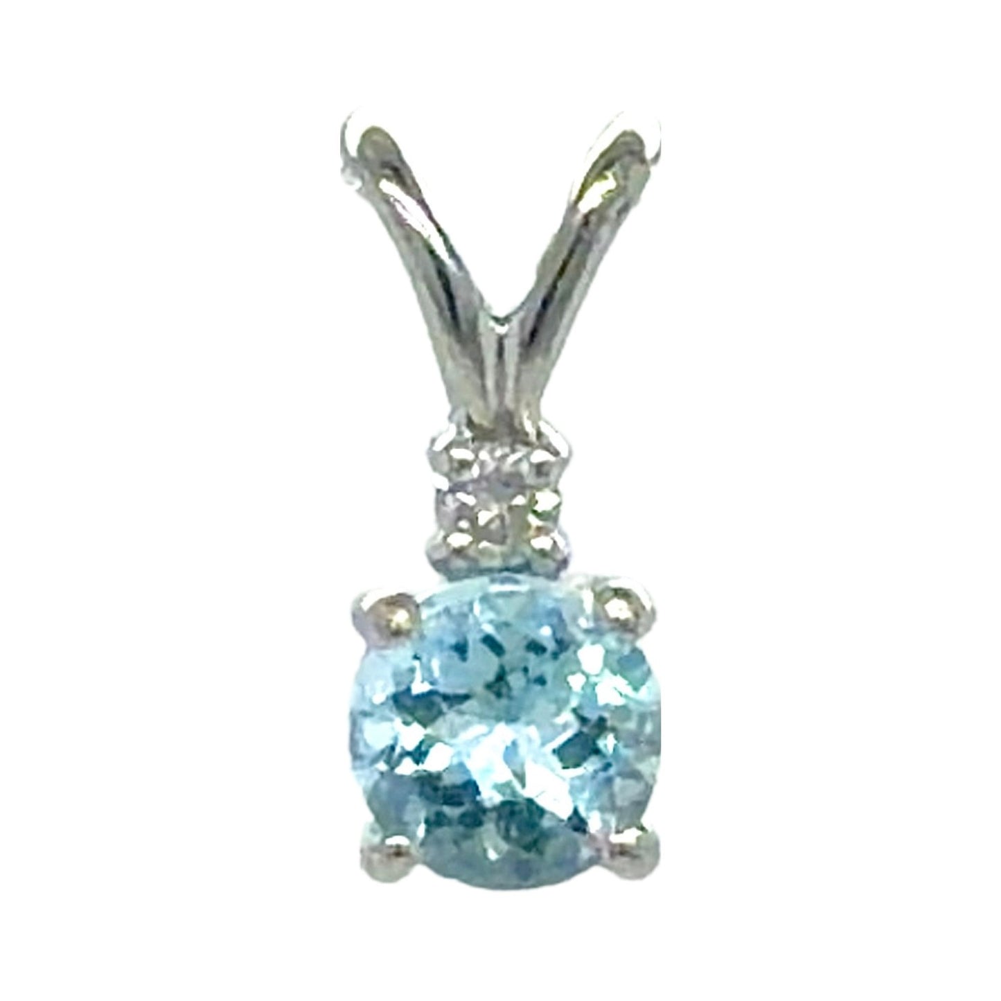 Aquamarine & Diamond 14K White Gold Pendant 0.7g