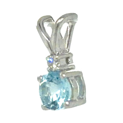 Aquamarine & Diamond 14K White Gold Pendant 0.7g