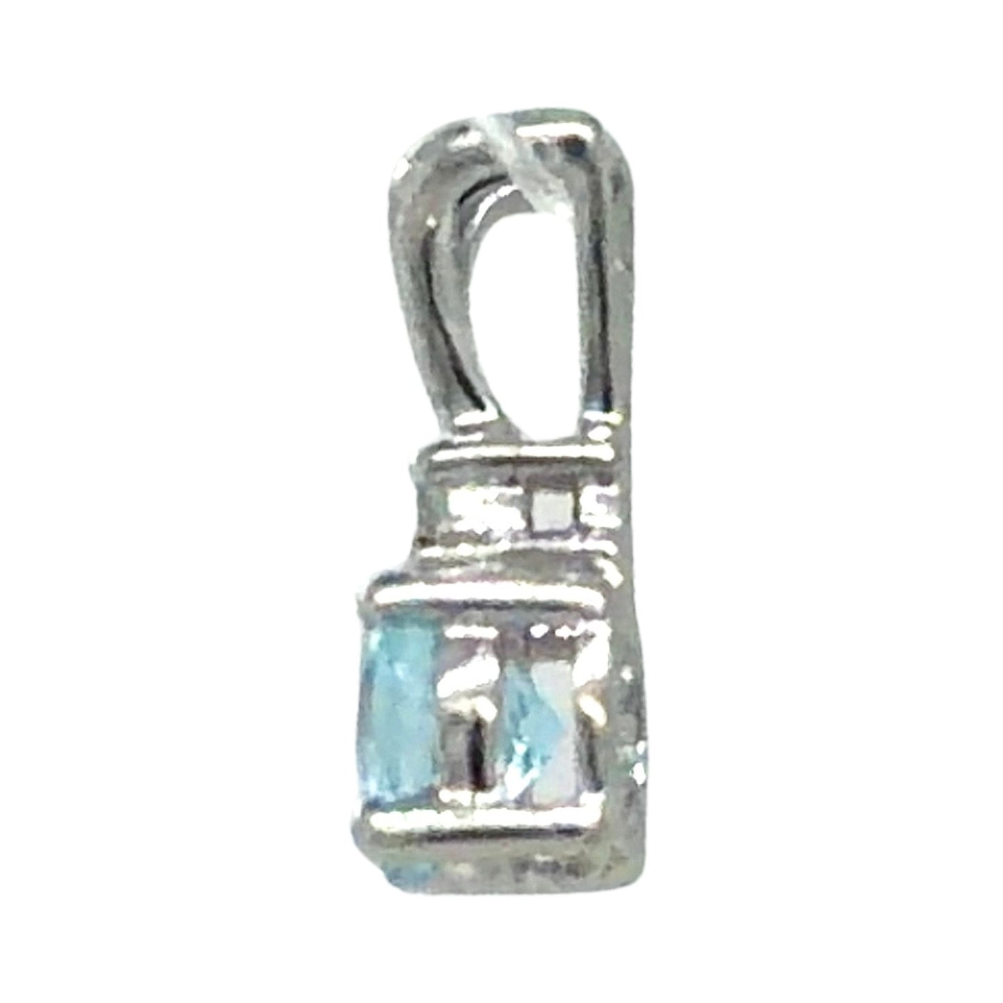 Aquamarine & Diamond 14K White Gold Pendant 0.7g