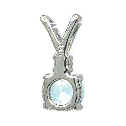 Aquamarine & Diamond 14K White Gold Pendant 0.7g