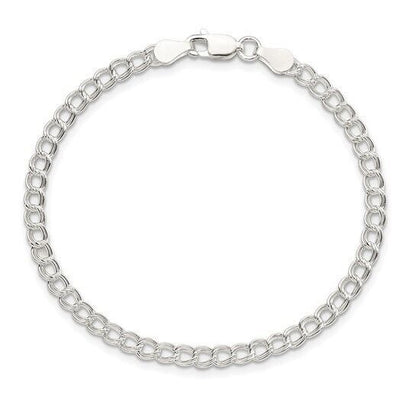 Sterling Silver 3.5mm Double Link Charm 7 inch Bracelet