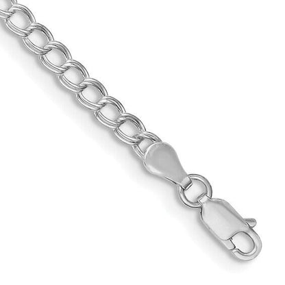 Sterling Silver 3.5mm Double Link Charm 7 inch Bracelet