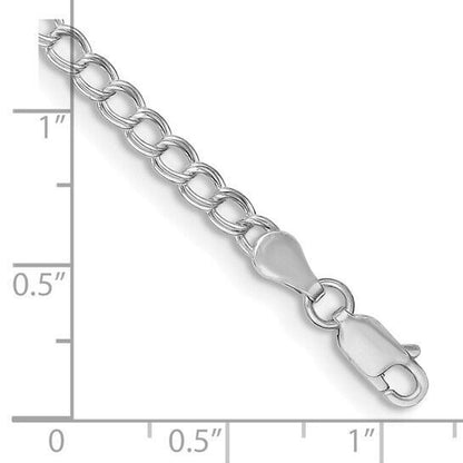 Sterling Silver 3.5mm Double Link Charm 7 inch Bracelet