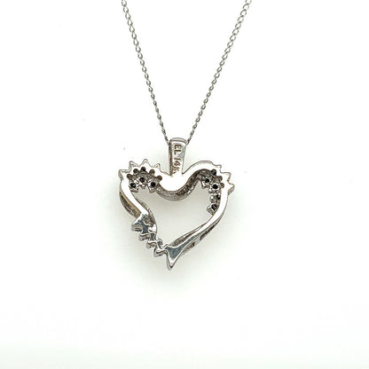Blue Diamond Heart Pendant 16" chain 14k White Gold 2.9g