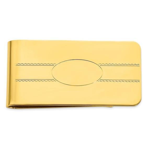 Gold-Plated Oval Center Money Clip With Sleek Design - 50mm Length