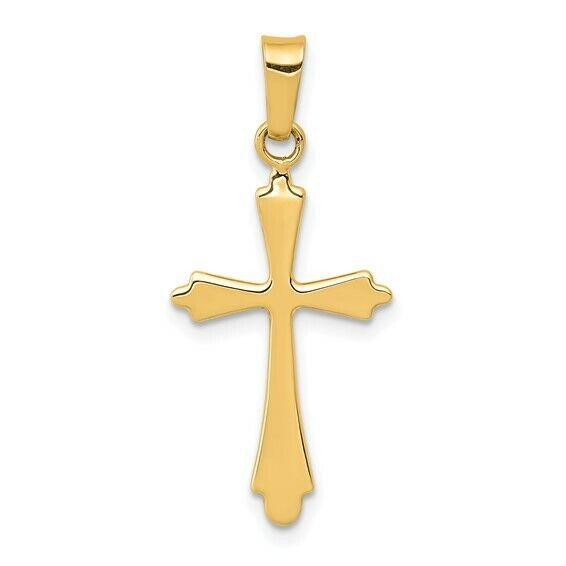 14K Yellow Gold Polished Cross Pendant 28mm x 16mm Religious Charm