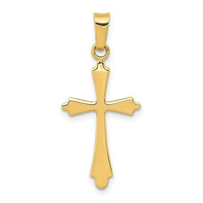 14K Yellow Gold Polished Cross Pendant 28mm x 16mm Religious Charm