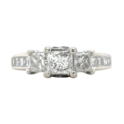 14k White Gold 1.68 ctw Diamond Size 6.25 Ring 4.5g