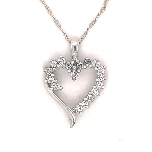 1/4ctw Diamond Heart Pendant with 18 inch Chain 10k White Gold 1.8g
