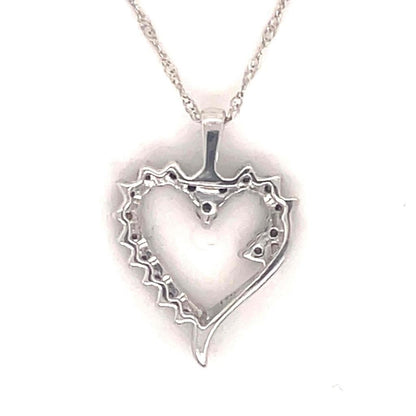 1/4ctw Diamond Heart Pendant with 18 inch Chain 10k White Gold 1.8g