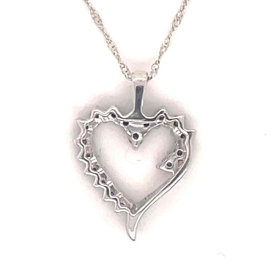 1/4ctw Diamond Heart Pendant with 18 inch Chain 10k White Gold 1.8g