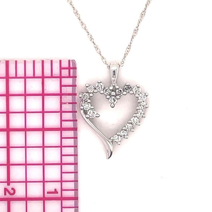 1/4ctw Diamond Heart Pendant with 18 inch Chain 10k White Gold 1.8g
