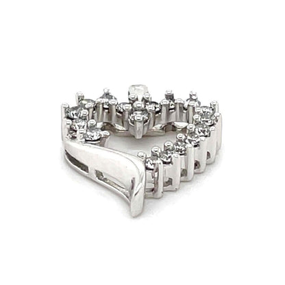 1/4ctw Diamond Heart Pendant with 18 inch Chain 10k White Gold 1.8g