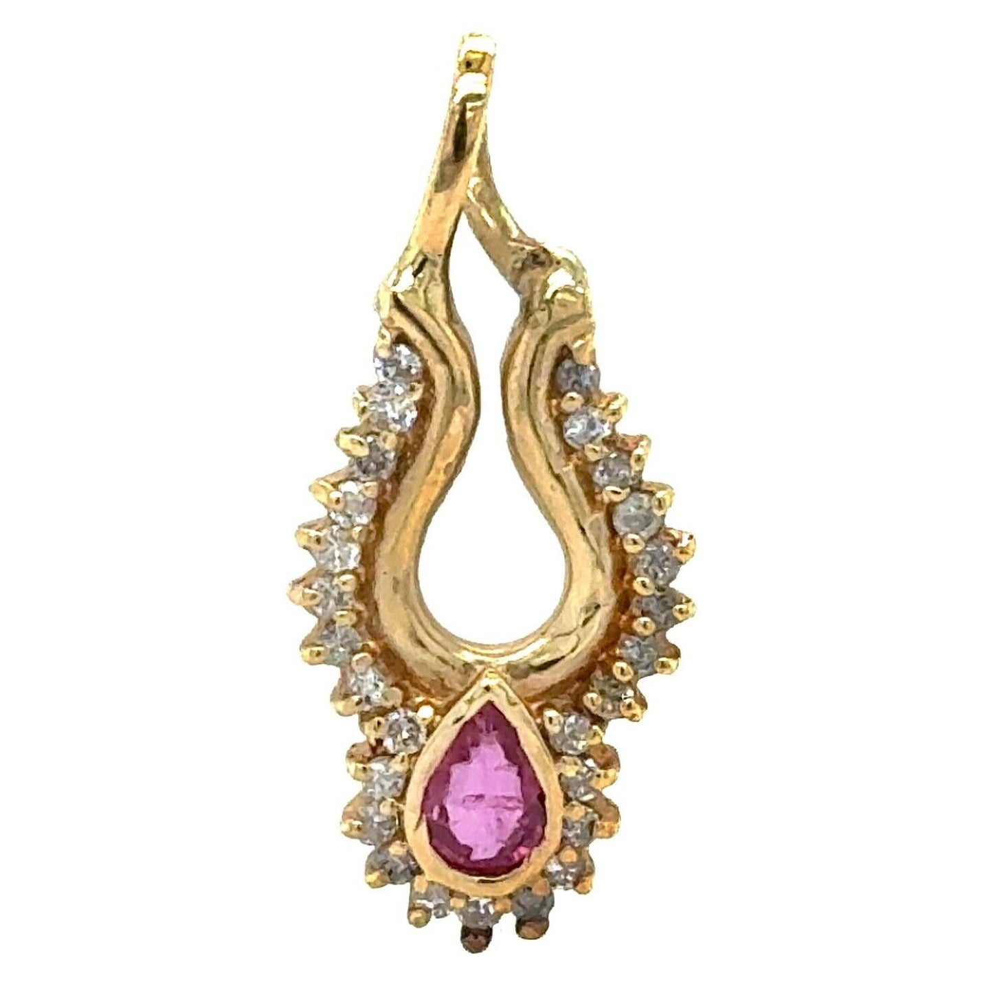 Ruby & Diamonds 14k Yellow Gold 3.8g Pendant